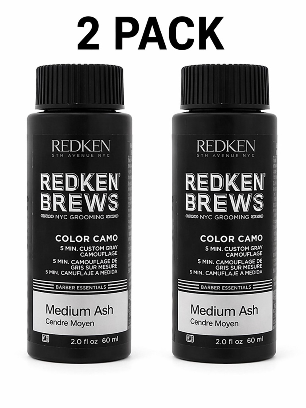 2 PACK Redken Brews Color Camo Medium Ash 2 oz Each – Men’s Gray Coverage